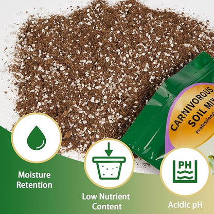 Carnivorous Plant Soil Mix 4qt, Pure Peat Moss and Perlite Mixture for Venus, Pitcher, Butterwort, Nepenthes, Sundew