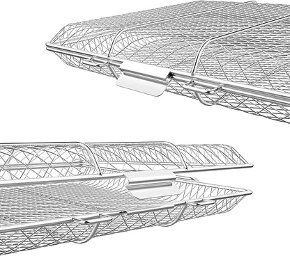 Skyflame Portable Grill Basket, Rustproof Stainless Steel Barbecue Grilling Basket for Most Outdoor Grilling Vegetables Fishes Shrimp Steak Meat Chops Kabob
