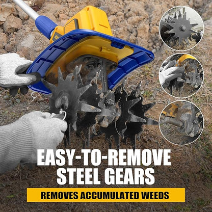 Cordless Tiller Cultivator Compatible with Dewalt 20V Battery(Tool Only), 360RPM Battery Powered Garden Cultivator, 9In Tilling Width & 7In Depth Tiller for Gardening