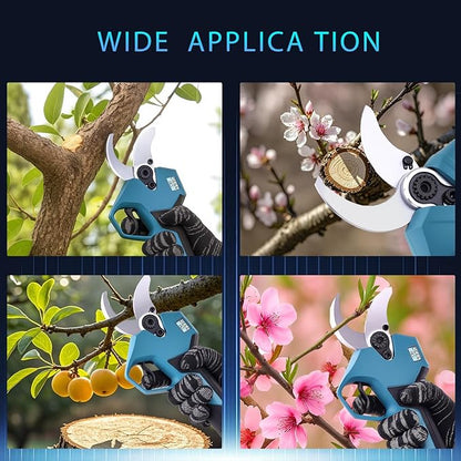 21V Brushless Electric Pruning Shears, 1.6-Inch Cutting Cordless Power Pruner with 2x2.0Ah Battery & 3 SK5 Blades, 2.4" Max Opening Garden Shears for Tree Trimming and Fruit Harvesting