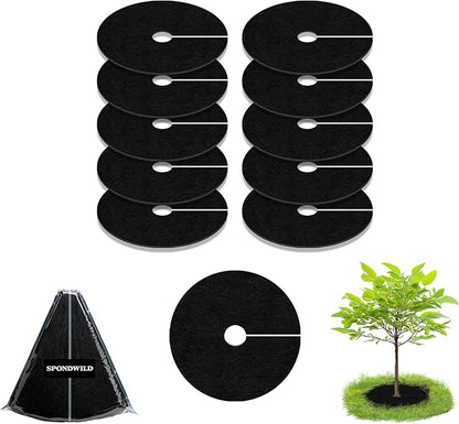 Tree Mulch Ring, 10 Pack 16" Non-Woven New Tree Protector, Reusable Tree Ring Mulch Mat, Degradable Weed Control Fabric Mat for Landscaping Weed Control Root Protection, Tree Barrier Ring
