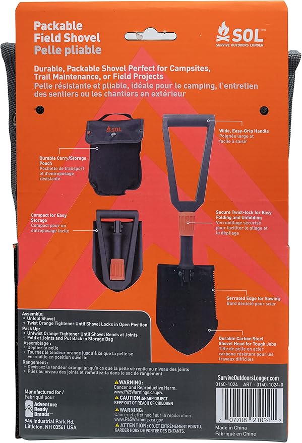 Survive Outdoors Longer Survival Carbon Steel Packable Field Shovel