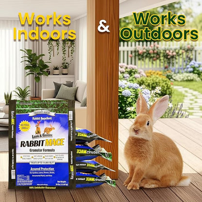 Nature's MACE Rabbit MACE Granules, 150 Pounds, Treats 95,000 sq ft, Rabbit Repellent Outdoor, Granular Rabbit Deterrent for Plants, Garden, Flowers, Landscape, Safe to use Around People, Pets, Plants