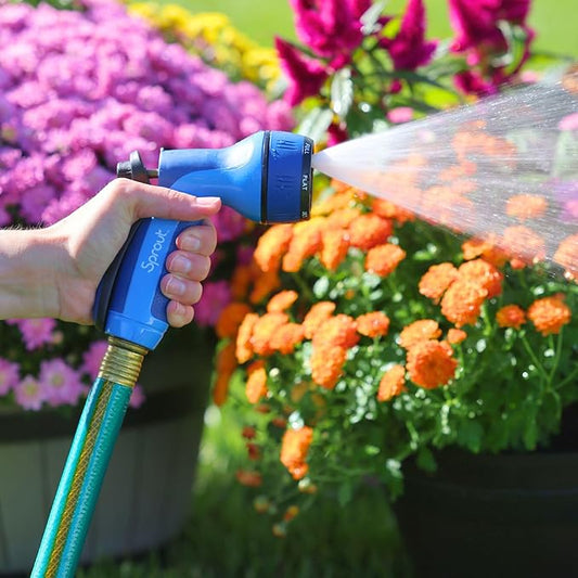 Sprout 65123-AMZ Metal Rear Trigger 7-Pattern Nozzle with QuickConnect Product Adapter Amazon Bundle, Blueberry Blue