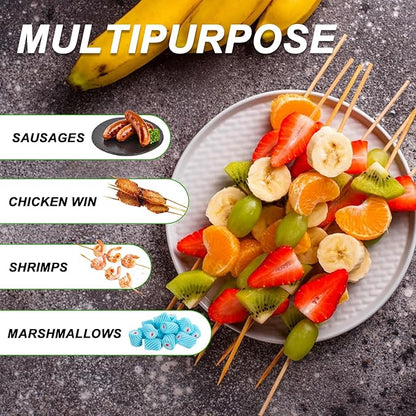 10 inch Natural Bamboo Skewers for Grilling，Chocolate Fountain，Kabob，Crafts，Barbecue，Flower Bouquet， Bouquet Wrapping Paper. Diameter=4mm. More Size Choices 6"/8"/10"/12"/36"(100 PCS)