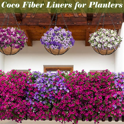 ZeeDix 16 Inch Coco Liners for Hanging Baskets, 4 Pcs Round Coco Liner 100% Natural Coco Fiber Basket Coconut Replacement Liner for Hanging Baskets Planters Flowers Vegetables(16in-4pcs)