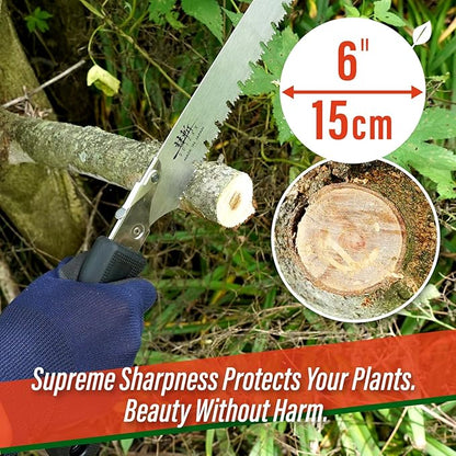 SUIZAN Pruning Saw 10.6" Gullet Blade - Professional Japanese Tree Trimming Handsaw Pullsaw Gardening Tools