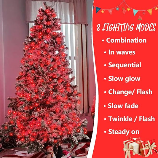 YEGUO 165ft 500 LED Christmas Lights Outdoor Waterproof, Red String Lights Plug in, Twinkle Christmas Tree Lights Indoor with Timer Memory 8 Modes
