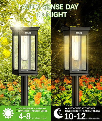 Solar Pathway Lights, 8 Pack Solar Lights Outdoor Waterproof IP65, Auto On/Off Outdoor Solar Lights for Pathway, Garden, Yard, Walkway, Lawn, Patio, Driveway, Landscape Decor Lighting