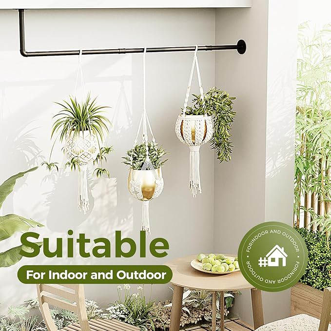 Bamworld Hanging Planters Indoor Plant Hangers with Metal Rod (Pot & Plant Not Included) 42in