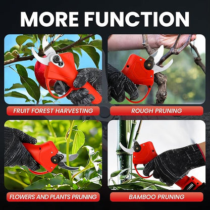 Electric Pruning Shears - Upgraded Safe design & 2pcs 21V 2000mAh Enhanced Battery, Electric pruner Use Alloy Blades, Pruning Diameter 25-35mm, Cordless pruner for Tree, Branch, and Grass Trimming