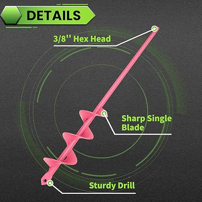 SYITCUN Auger Drill Bit for Planting - 1.6"X16.5" Heavy-Duty Garden Auger Spiral Drill Bit - Bulb Planter Tool - 3/8" Hex Drive Drill
