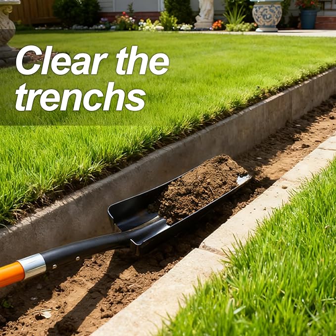 VNIMTI Trench Shovel for Clean Trenches, 4-Inch Trenching Shovel with Fiberglass Handle, 58 Inches