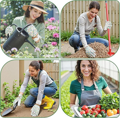 Gardening Gloves, Garden Gloves for Women Thorn Proof, Breathable Leather Work Gloves for Yard Pruning, Planting