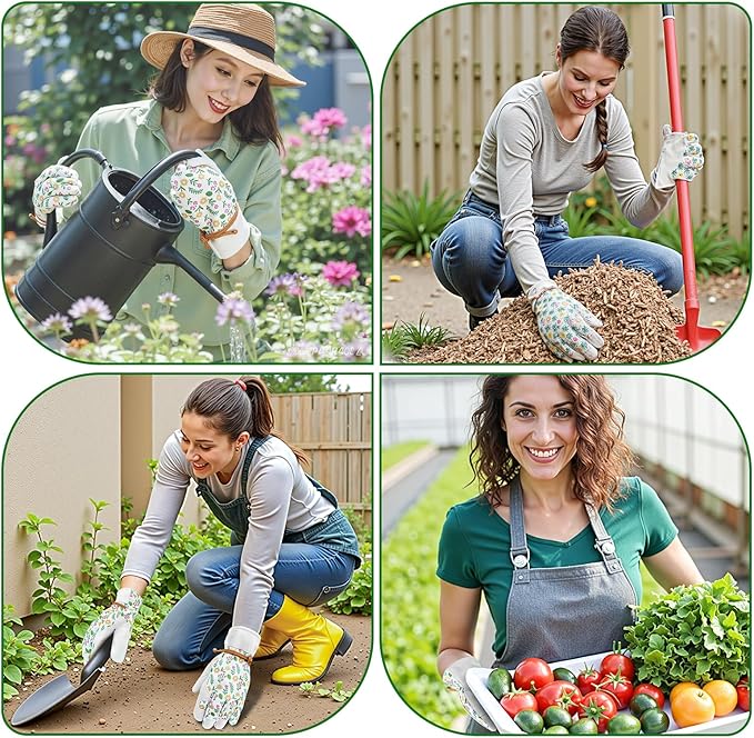 Gardening Gloves, Garden Gloves for Women Thorn Proof, Breathable Leather Work Gloves for Yard Pruning, Planting