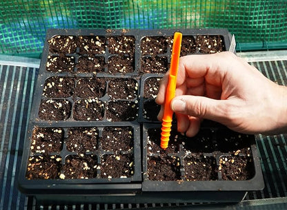 Dibby Seed Sowing Garden Tool Dibber Planter Transplanter – Sow Seeds at the Right Depth – Easily Transplant Delicate Seedlings (Little Dibby) Orange