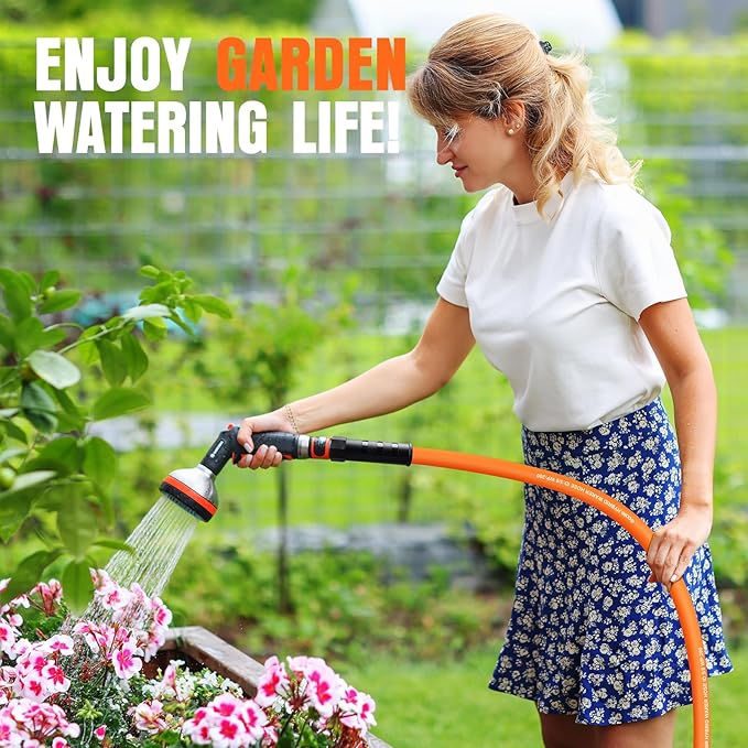 Garden Hose 100 ft x 5/8", NON-EXPANDING Flexible Water Hose, Kink Resistant Lightweight Hybrid Hose, Leakproof Yard Hose with Male to Female Fittings