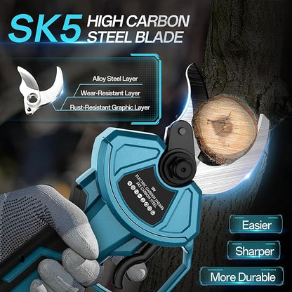 Cordless Electric Pruning Shears for Makita 18V Battery(NOT Included), 2" Cutting Diameter Brushless Power Pruner, LCD Display, 4 Levels Adjustable, Branches Cutter for Tree & Flower Trimming