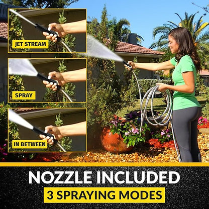 BIONIC STEEL 50 Ft Metal Garden Hose with Sprayer Nozzle, Non Kinking Designed Stainless Steel Heavy Duty Water Hose 50Ft x 5/8 in. Ultra Flexible NON Expandable for Uninterrupted Water Flow, 500 PSI