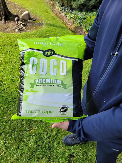 Coco Coir Premium RHP Certified 9 Quarts /10 Liter /2.6 Gallon Pre Buffered with Calcium Washed Organic Coconut Coir Fiber Potting Soil Indoor/Outdoor Plant Garden Flower Vegetable Loose Coco Coir Bag