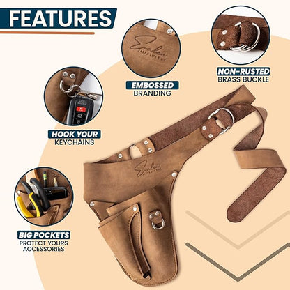 Leather Garden Utility Belt for Women - Florist Tool Holster, Gardening Apron - Gift Box Included, Hammer Holder