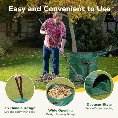 GreatBuddy Lawn Bag, 40 Gallon Yard Waste Bags, Heavy Duty PP Garden Leaf Bags for Leaves, Grass and Debris, Reusable & Foldable Leaf Collector with Handles, Wide Opening and Self-stand Design, 2 Pack