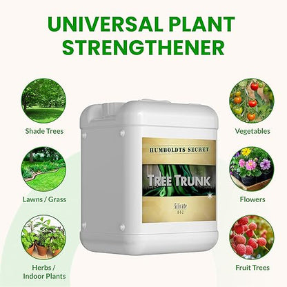 Humboldts Secret Tree Trunk | Potassium Silicate Additive | Liquid Fertilizer for Thicker Stalks, Stress Resistance & Branch Development | Indoor & Outdoor Plant Food, Hydroponic Nutrients, 5 Gallon