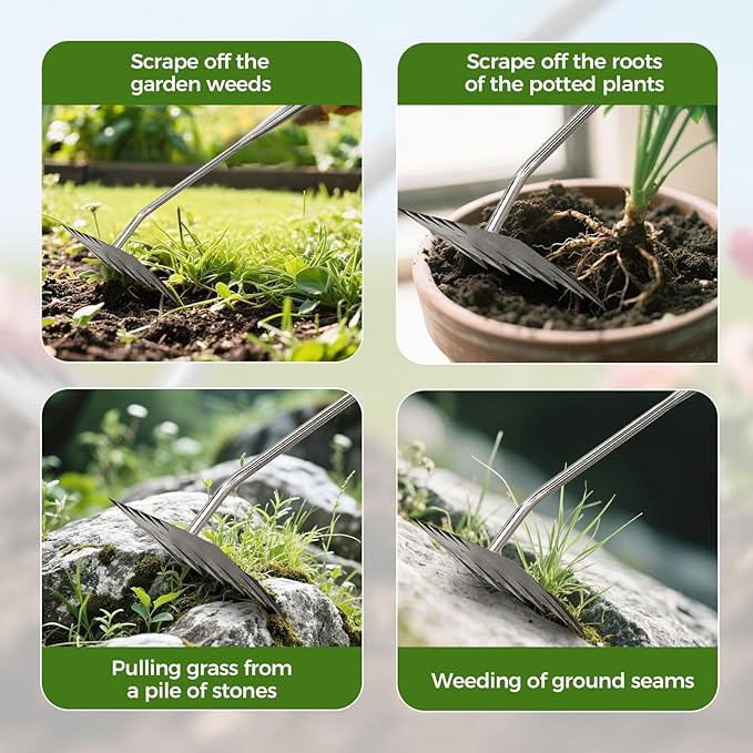 2025 Upgraded Weed Puller Tool, 6-Tooth Manganese Steel Manual Weeders, Portable Garden Weed Remover Tools for Vegetable Gardening Backyard Farm Planting & Weeding