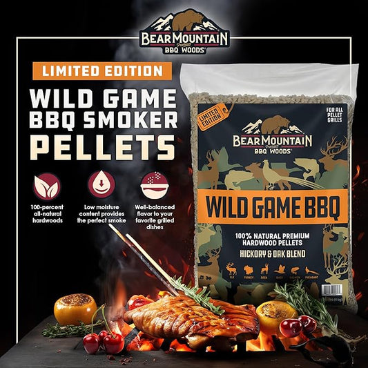 Bear Mountain Wild Game BBQ, Hickory and Oak Blend Smoker Pellets, 20 Pounds