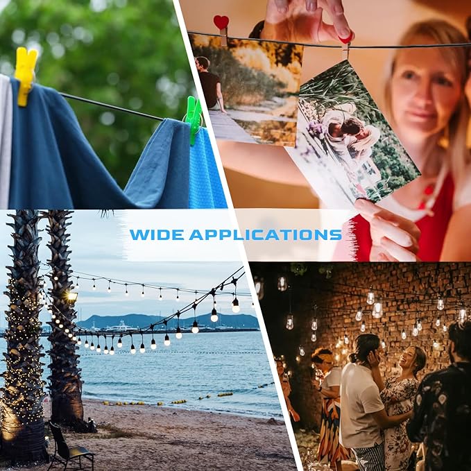 NEREUS String Light Hanging Kit with 200 Ft Vinyl Coated 304 Stainless Steel Cable, String Light Suspension Kit, Guide Wire with Turnbuckles and Hooks for Patio, Backyard Lighting Accessories