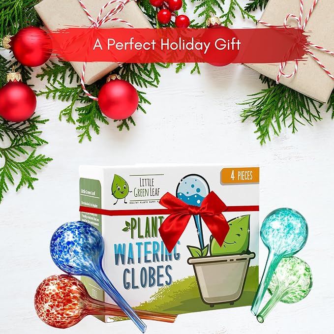 LGL Plant Watering Globes - Automatic Self Watering Globes. Decorative Self Watering Planter Inserts. Self Watering Spikes to Support Plant Health. 4 Pack x 100ml.