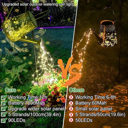 YJFWAL 2 Pack Watering can with Lights, Solar Watering can Lights, Memorial Gifts Garden Decor Outdoor Lanterns Waterproof for Garden Table Patio Yard Pathway Walkway