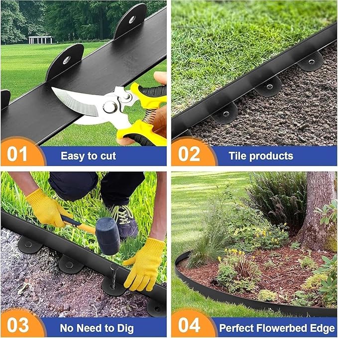 Landscaping Edging,Decorative Garden Fence Border - Border Edging for Lawn with 30 Spikes,for Flower Beds Yard Paver Playground Backyard Porch Landscaping