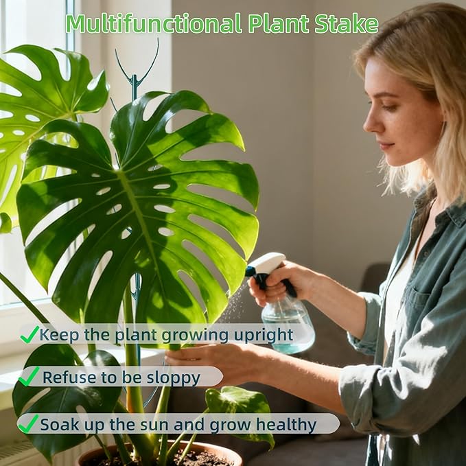 Adjustable Plant Support Stakes,Stackable Plant Support Pole with Garden Ties and Clips, Suitable for Monstera,Climbing Plants and Indoor Outdoor Plants (10 Pack)