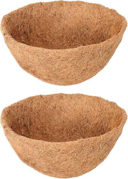 Halatool 2PCS 12Inch Round Coco Liners Hanging Basket Liners 100% Natural Replacement Coconut Liner for Planters Garden Flower Pot Vegetables Herbs