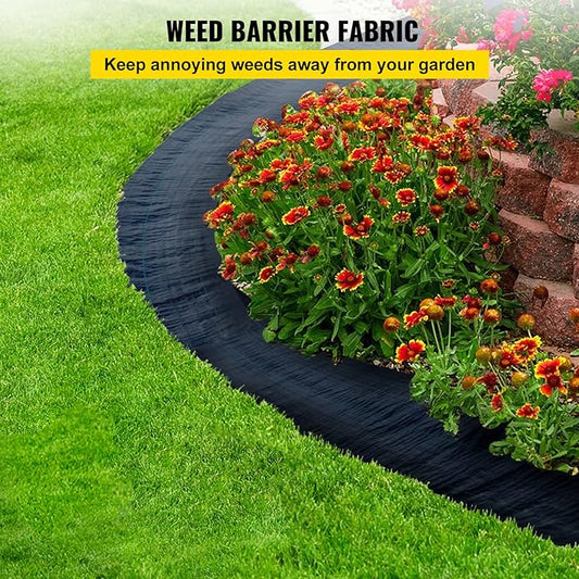 Happybuy 6FTx300FT Premium Weed Barrier Landscape Fabric Heavy Duty 3OZ, Woven Weed Control Fabric, Good Permeability for Weed Block Gardening Mat, Driveway Fabric, Landscaping Fabric, Ground Cover