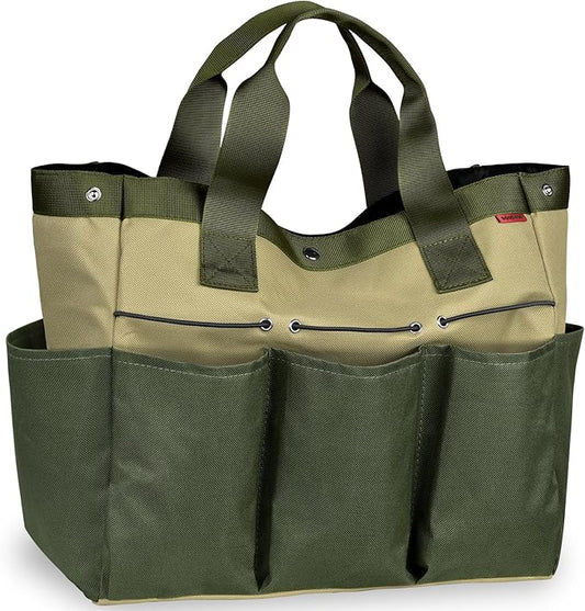 Garden Tool Bag Organizer, Gardening Tote Storage Bag with Zippers Pockets (Tools NOT Included), Green