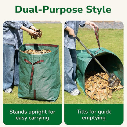 GreatBuddy Lawn Bag, 40 Gallon Yard Waste Bags, Heavy Duty PP Garden Leaf Bags for Leaves, Grass and Debris, Reusable & Foldable Leaf Collector with Handles, Wide Opening and Self-stand Design, 2 Pack