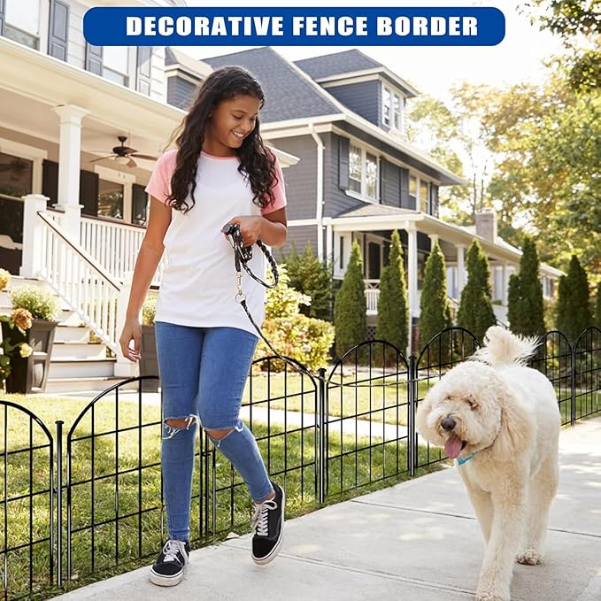32 Pack Decorative Garden Fence, 17in X 34.6ft Arched No Dig Fence Border, Garden Edging Border, Rustproof Metal Animal Barrier with Ground Stake for Dog, Rabbit, Outdoor Yard Patio Decor