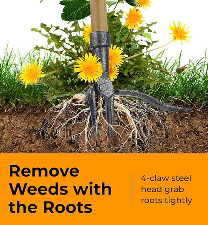 Stand Up Weed Puller Tool with Long Handle - Dandelion Weeding Tool, No More Bending