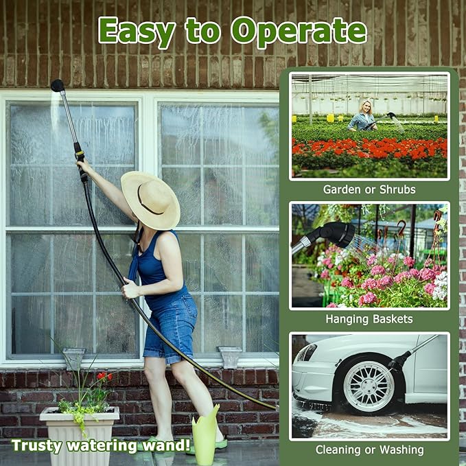 Heavy Duty Watering Wand, 22-Inch Long Metal Garden Hose Wand with Adjustable Rotating Head, Hose Nozzle Sprayer with Thumb Control, Perfect for Hanging Baskets,Shrubs and Plants