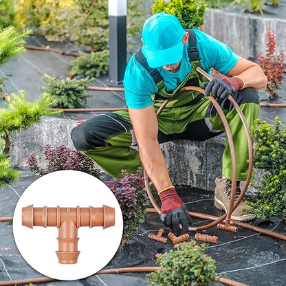 Drip Irrigation Barbed Tee：20 Pack Drip Irrigation Tee Parts Fits for 1/2 Inch Drip Irrigation Tubing 17mm 0.600" ID for Patio Lawn Garden