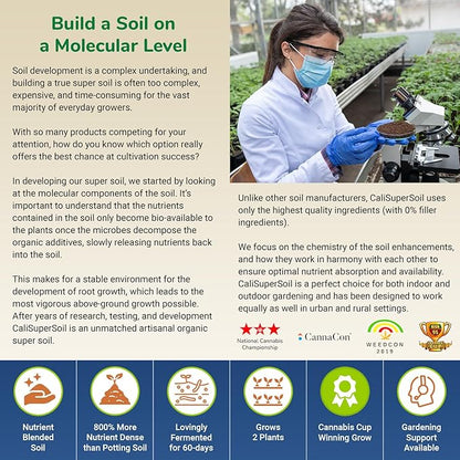 California Super Soil Premium 100% Organic Super Soil Kit, 18+ Nutrient Blend - Living Soil Technology - Potting and Garden Soil for Indoor Grow Kit - Includes (7X) 6 Lbs Bag of CaliSuperSoil