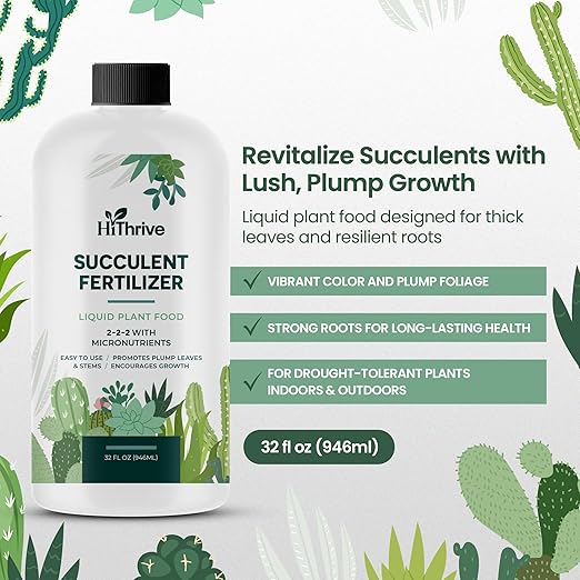 32oz Succulent Fertilizer - Makes 64 Gallons of Succulent Plant Food for Succulents Plants Live, Liquid Fertilizer for Succulents - Promotes Vibrant Leaves, Resilient Roots, and Plump Growth