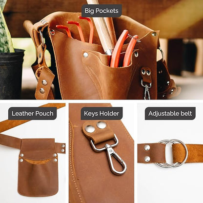 Botanica Leather Garden Tool Belt for Women with Glove Holder - Florist Belt - Durable Gardeners Tool Belt for Women - Gardening Belt - Gardening gift for women - Utility belt