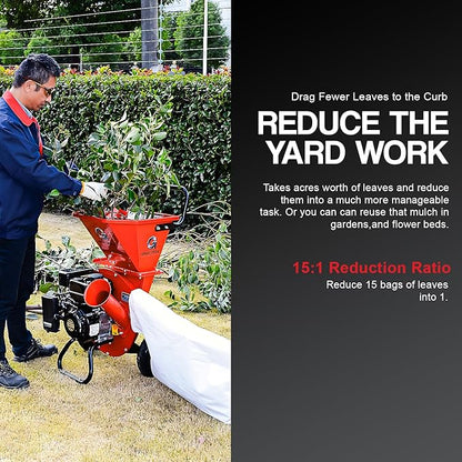 GreatCircleUSA Wood Chipper Shredder Mulcher Heavy Duty Gas Powered 3 in 1 Multi-Function 3" Inch Max Wood Diameter Capacity EPA/CARB Certified Aids in Fire Prevention - Building a Firebreak