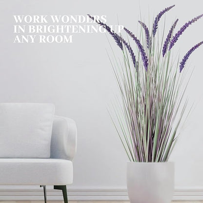 KOL 4ft Artificial Veronica Spiked Speedwell Grass, 47in Faux Veronica Spicata Plant, Tall Horsetail Reed Grass, UV-Resistant Fake Grasses for Indoor/Outdoor Décor, Home Office Wedding Centerpiece