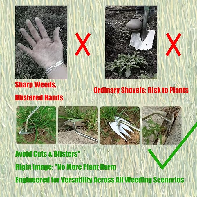 Hand Weed Puller Dual-Action 4-Claw Weeder with Ergonomic Grip Garden Tool for Efficient Root Removal Precision Weed Extraction Ideal for Garden Enthusiasts