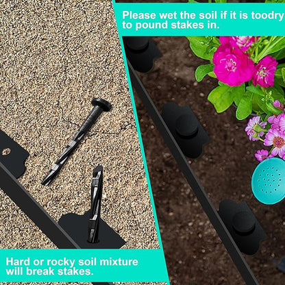 Landscape Edging Coil 66 FT, 2 Inch Tall Garden Edging Border Flexible Lawn Edging Kit with 60 Spikes, Plastic Edging for Landscaping Flower Beds Yard Pathway Paver Edging (2IN x 66FT, Black)