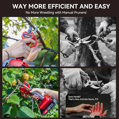 Upgraded Electric Pruning Shears,1.2" Cutting Diameter Cordless Power Pruner with LCD Display, Brushless Motor Pruning Shears with 2000mAh*2 Rechargeable Batteries for Garden Tree Pruner Branch